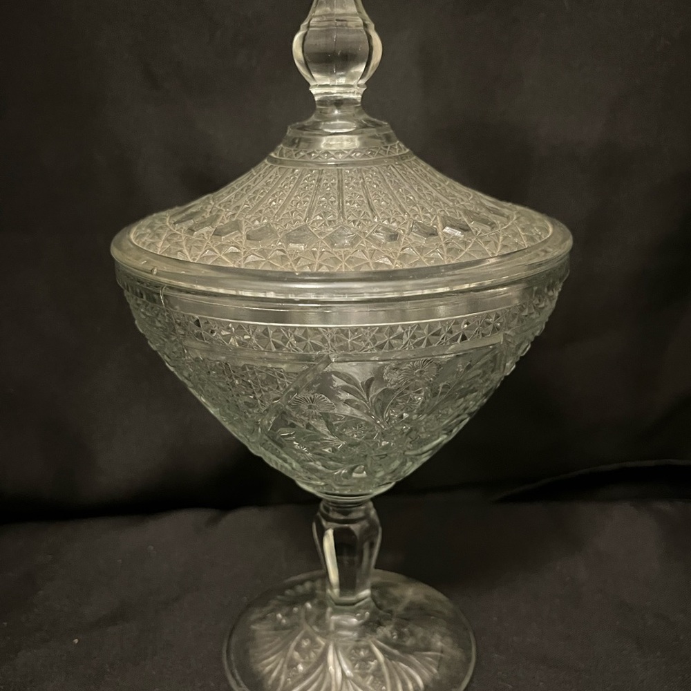 Elegant Vintage Crystal Lidded Candy Dish
